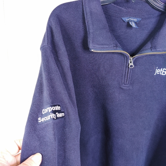 Jet Blue Airways Heavy 1/4 Zip Pullover Shirt Top Merch LAND'S END XXL Sweater - Picture 5 of 5